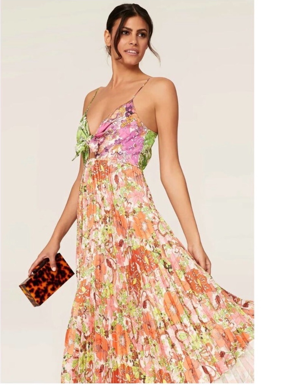 Delfi Quinn Floral Satin Midi Dress